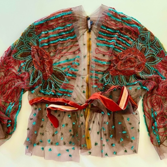 Rozae Nichols Tops - Rozae Nichols sheer beaded layering top